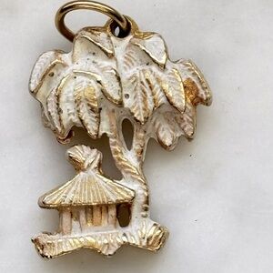 Gold and White Palm Trees and Cabana Pendant